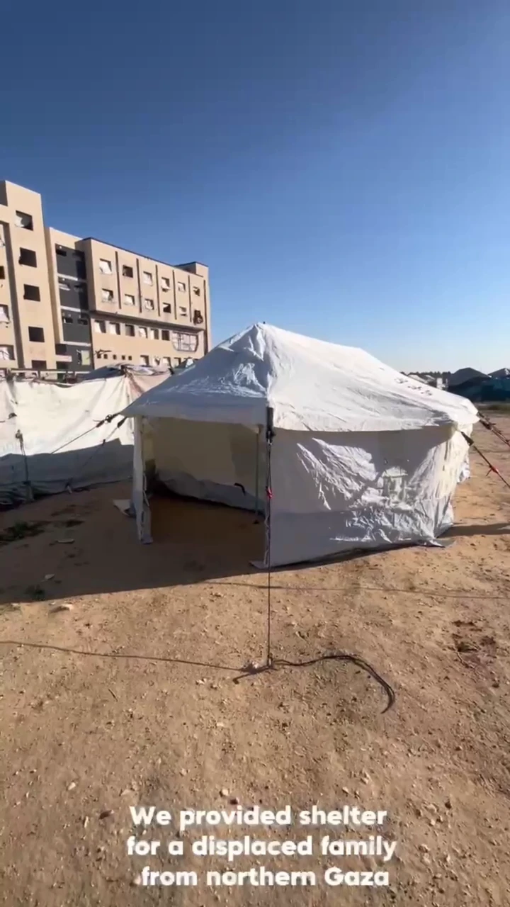 Heavy duty tent for displaced family in Gaza